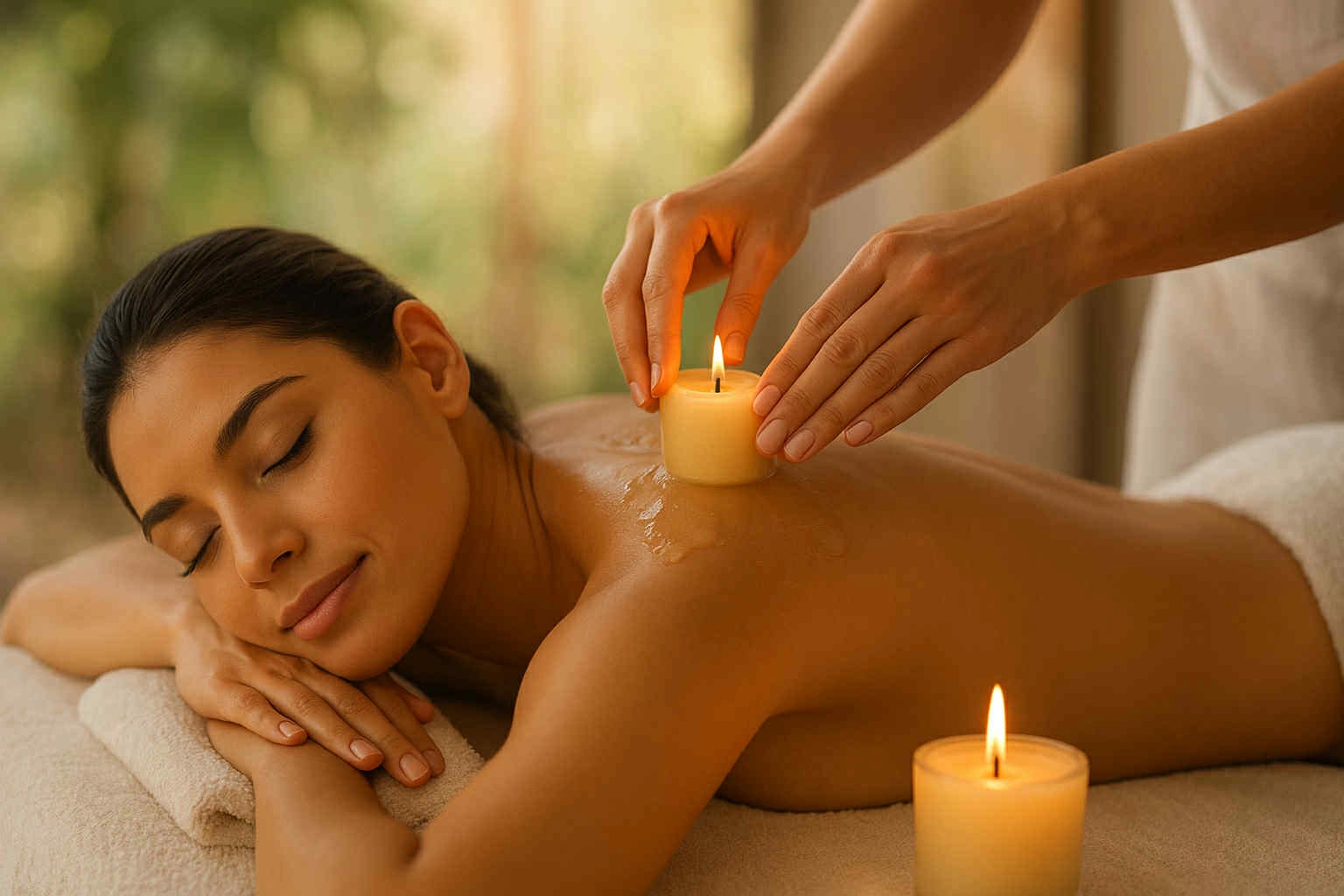 Massage à la Bougie combiné à la Relaxation Guidée suivi d'un soin du Visage coup d'éclat ENAYA